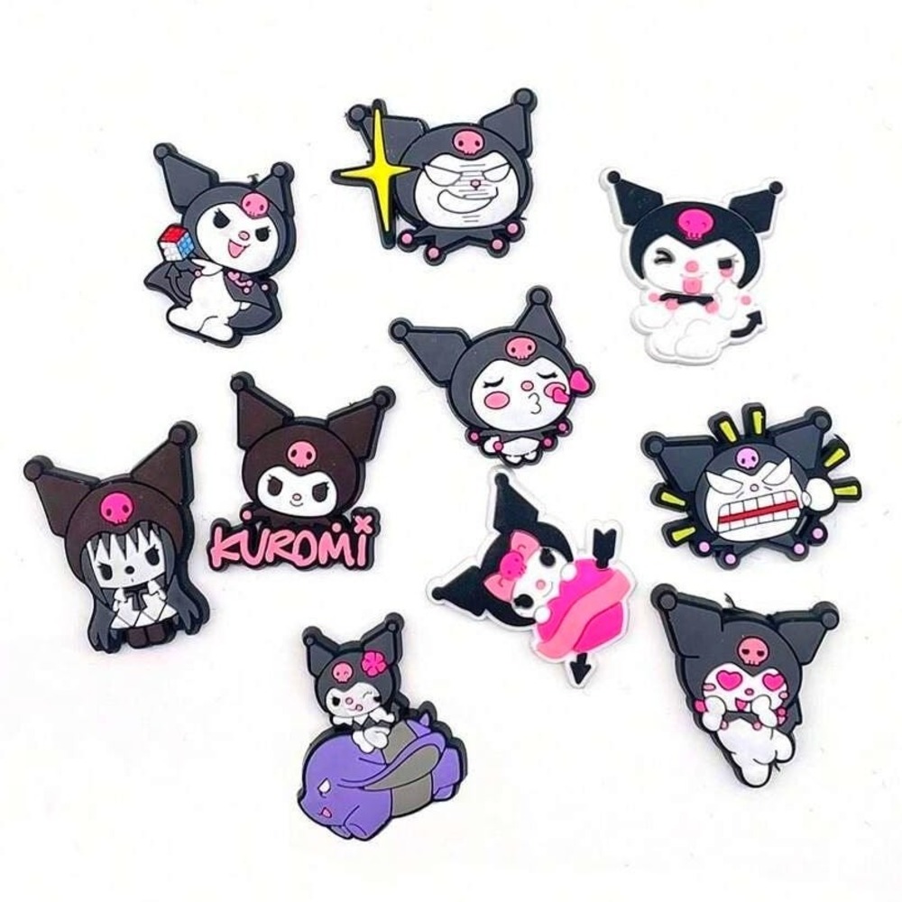 New 10 pcs set Kuromi Meoldy Kitty Sanrio Charms Clogs Mules Shoe Anime Chan
